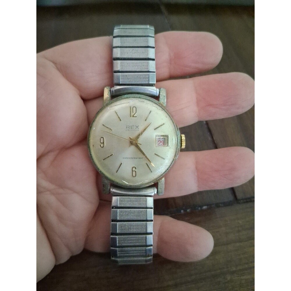Swiss Watch REX Vintage Men's Watch 70'S Shock Resistant Not Working